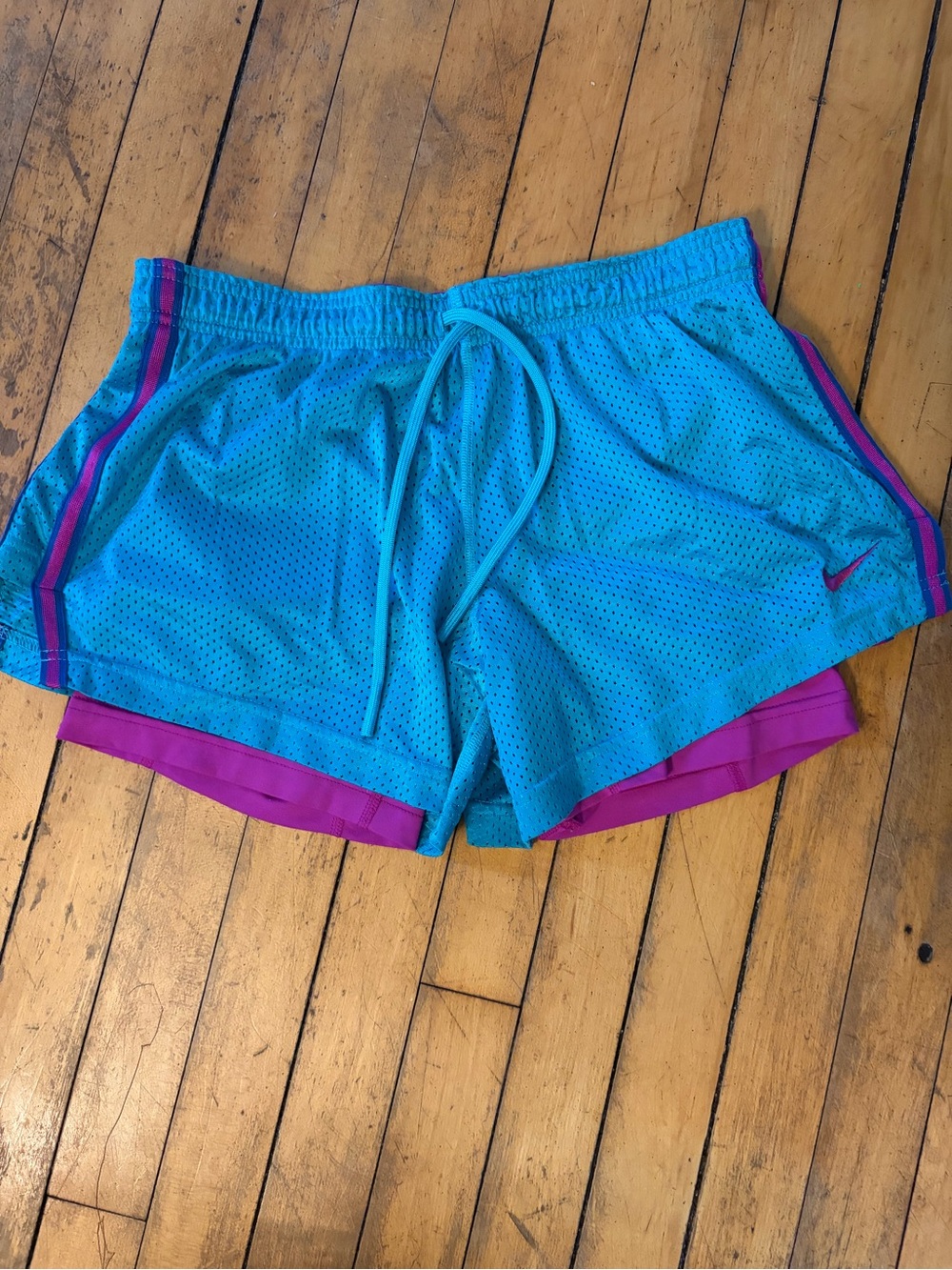 Nike Teal Mesh Athletic Shorts with Fuschia Dri-Fit M